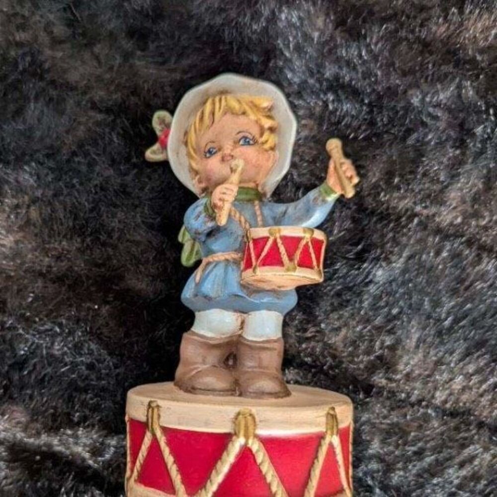 Vtg 1960’s Lefton‎ 7660 Porcelain Drummer Boy Christmas Music Box Japan 7” Tall